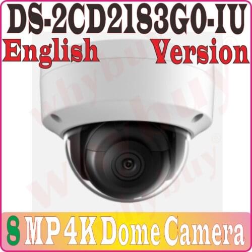 Eng-Version 8MP DS-2CD2183G0-IU Replace DS-2CD2185FWD-IS 4K H.265+ WDR Fixed IP IR CCTV POE Dome Network Camera Build-in Mic