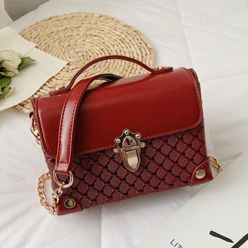 Fashion Womens Bag Pu Large Capacity Leather Hand-held Messenger Bag Lock Small Square Bag Versatile Atmosphere Shoulder Bag