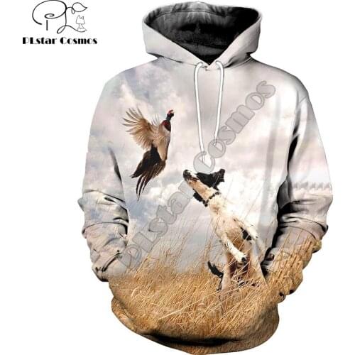 Dog hunting Pheasant 3D All Over Printed Men Hoodie Harajuku Fashion Hooded Sweatshirt Cosplay costume Autumn Unisex hoodies