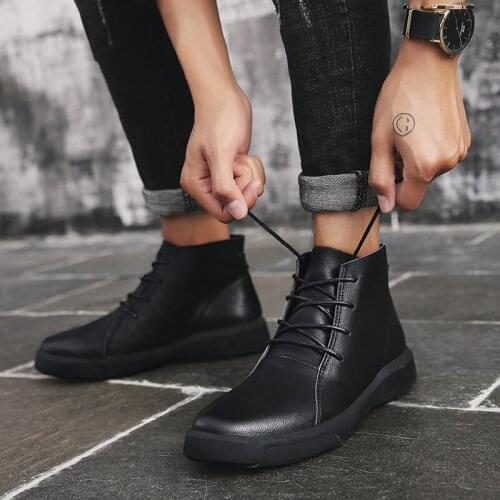 Autumn Winter Shoes Men Boots Luxury Brand Outdoor Genuine Leather Casual Men Ankle Boots Lace Up Fashion Male Buty Meskie VII