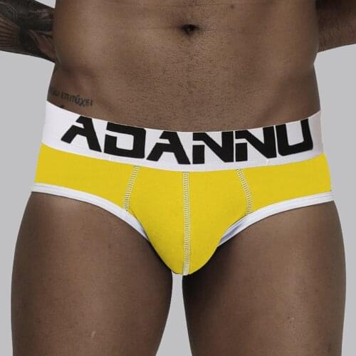 ADANNU Men Underwear Cotton Sexy Men Briefs Gay Low Waist Underpants Cueca Tanga Prints Soft Male Panties U Convex 2021Hot