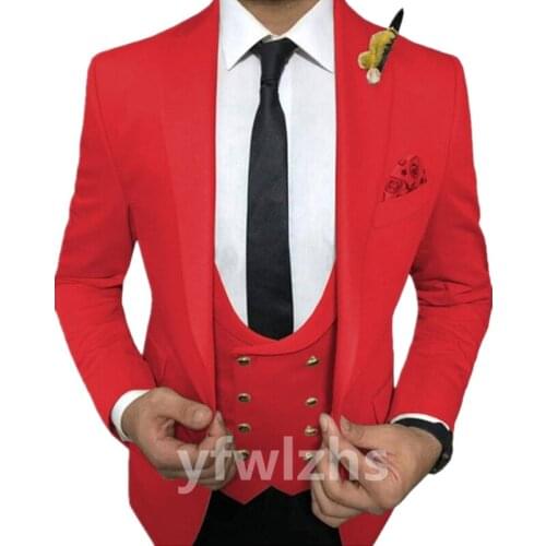Handsome Groomsmen One Button Notch Lapel Groom Tuxedos Wedding Dress Men Suits Blazer Prom Dinner (Jacket+Pants+Tie+Vest) A839
