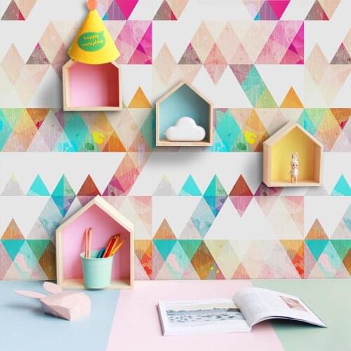 Colorful Abstract Nordic Modern Waterproof Self Adhesive Wallpaper For Children Room Wall Sticker For Furniture Home Decor
