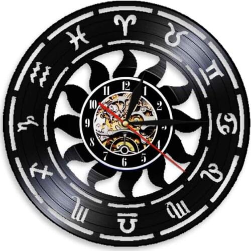 Zodiac Signs Vinyl Wall Clock Modern Design 3D Wall Watch Kitchen Wall Clocks Astrology Decorations For Party Rooms