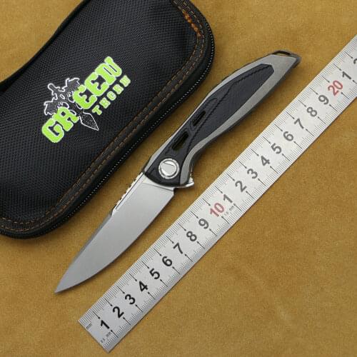 Green Thorn NEON Folding Knife D2 Blade Titanium 3D Print Handle Camping Outdoor Survival Pocket Fruit Practical Knife EDC Tool