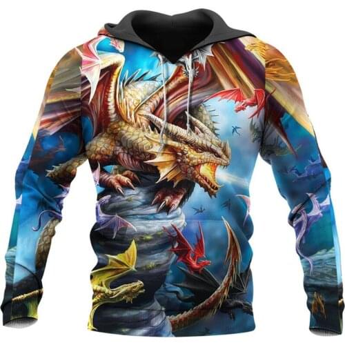 New 3D fly dragon new fashion Unisex casual home hip hop jacket hooded felt