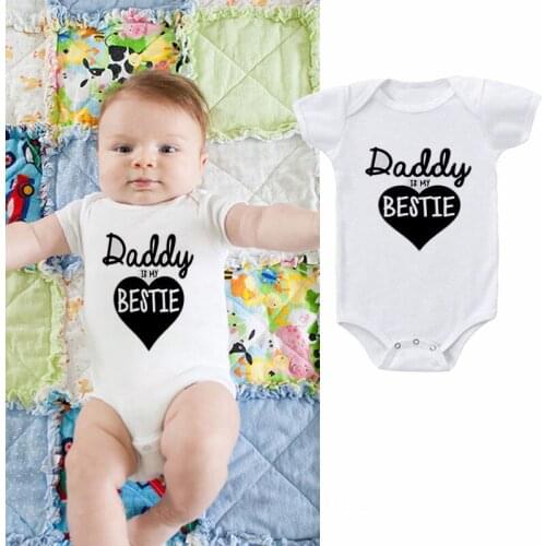 Newborn Clothes Funny Daddy is my BESTIE Print Cotton Bodysuit Baby Boy Girl Onesie Fathers Day Gift