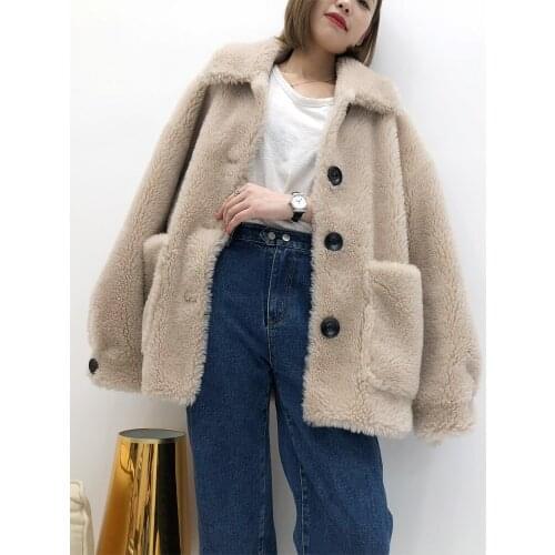 Sheep Shearing Overcoat Women 2020 Real Fur Coat Female Jacket Long Winter Warm Lamb Fur Coats casaco feminino LX2420