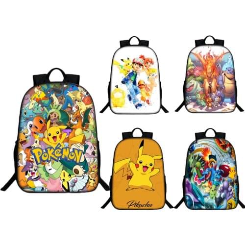 Pokemon Series Backpack Boys and Girls Large Capacity Backpack Pikachu Anime Cartoon Children Backpack Laptop Bag