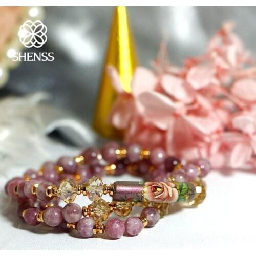 SHENSS Original Natural Crystal Bracelet Only Multi-layer Elastic Bracelet For Women Girls SC0026