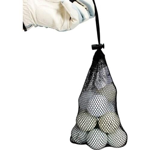 Aoberta Sports Net Bag Black Nylon Golf Bag Golf Ball 10 Ball Carrying Rope Bag Golf Accessories Storage Bag