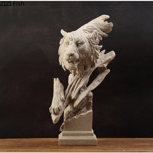 Tiger/lion Statue Resin Figurines Beast Ornaments Living Room Decoration Furnishings Animal Sculpture Artwork Vintage Home Decor