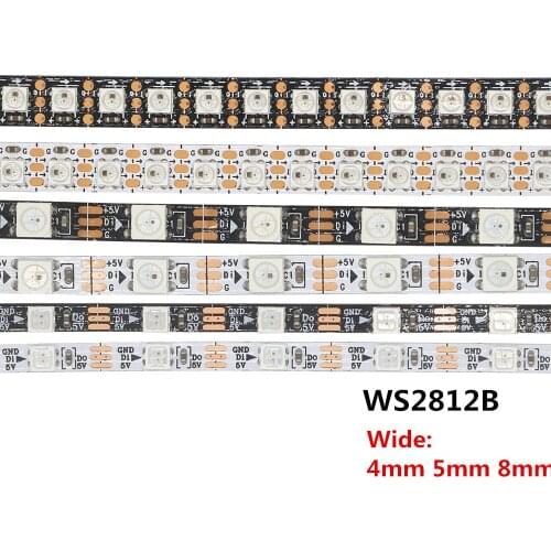 0.5m 1m 2m WS2812B WS2812 Led Strip,Individually Addressable Smart Narrow 5mm 3535 5050 RGB Led Strip,Black/White PCB IP30 DC5V