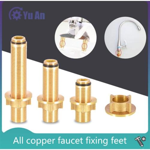 Faucet Lengthened All Copper Fixing Parts Double Hole Basin Cold and Hot Fastening Screws High Feet 1/2 IN Nut Accessories
