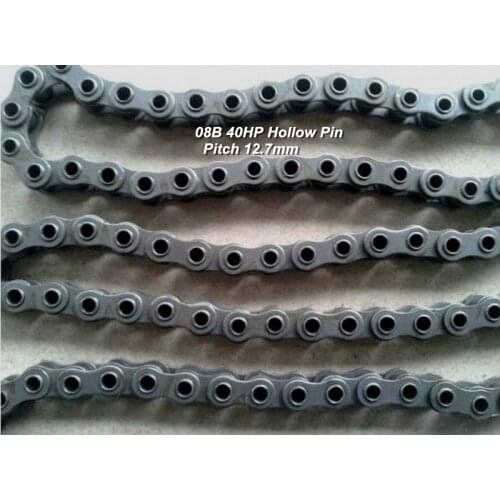 Carbon Steel 08B Chain 40HP Hollow Pin Chain 1/2 Pitch 12.7mm, 1.5 Meters Transmission Driving Chain For Industrial equipment