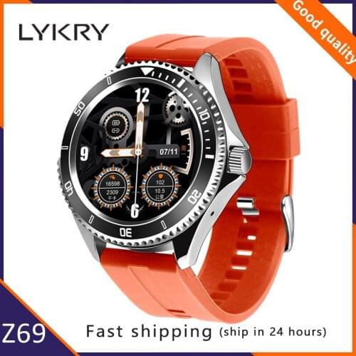 LYKRY Men Women Z69 Luxury Music Playback Smart Watch HD Full Round Screen BT Call Business Smartwatch Sports Fitness Tracker