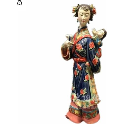 WU CHEN LONG Chinese Style Classical Ancient Beautiful Women Statue Lady Art Sculpture Ceramic Craft Home Decor Ideas Gift R7085