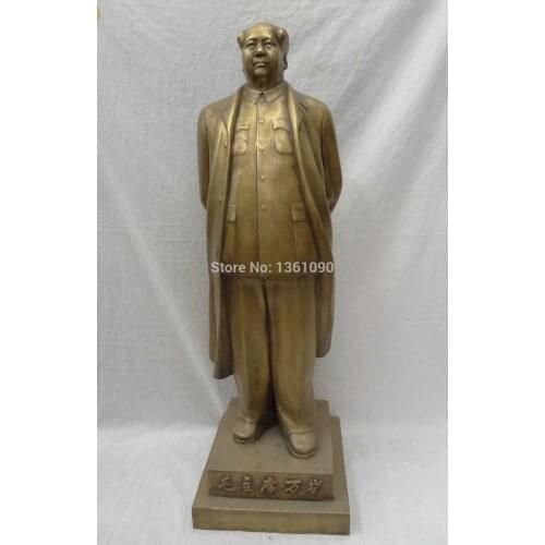 Xd 001170 31" Chinese Bronze Standing Great Leader Maoism Mao ZeDong Chairman Mao Statue