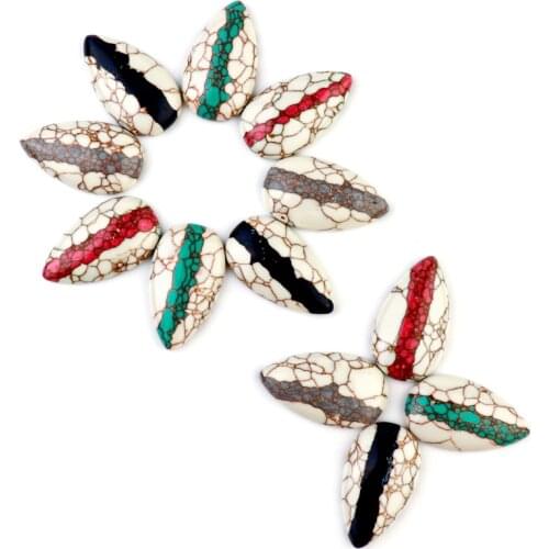 Xinyao 5pcs/lot 10pcs/lot 19X33mm 15X25mm Red Blue Green Gray Two-color Pine Turquoise Stone Cabochon for DIY Jewelry