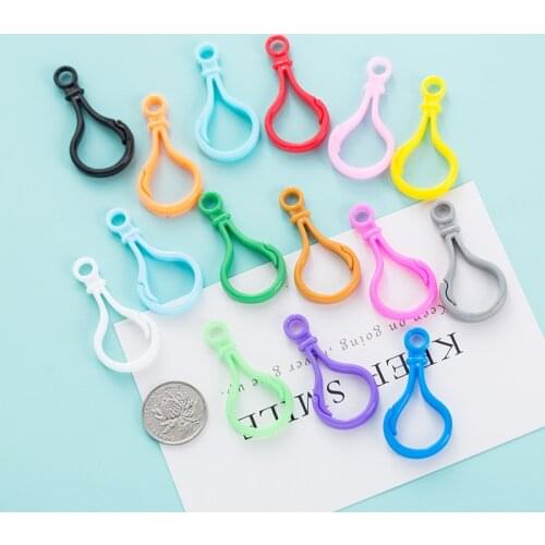30Pcs 15 Colors Key Chain Plastic Calabash Clasp Clips Bag Car Keychain Key Hooks Hook Up Base Findings DIYJewelry Accessories