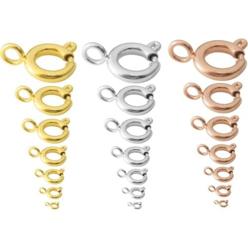 5PCS/lot 5-18mm Gold Silver stainless steel Round Claw Spring End Clasps Necklace Bracelet Connector for DIY Jewelry Making