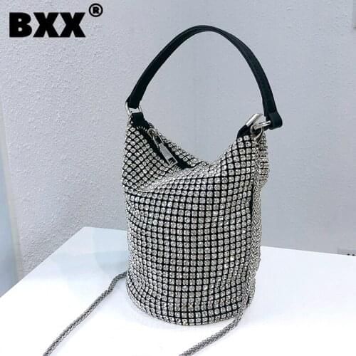 [BXX] Woman New Brand Luxury Diamonds Handbag Bucket Bag Personality All-match For Ladies Elegant Top-handle Fashion 2021 GF0372