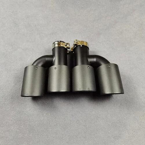 1 Pair Hot Sale New Style Matte Carbon Fiber + 304 Stainless Steel Exhaust tip For Akrapovic Muffler tip Car Universal Tailpipe