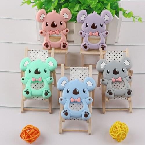 Kovict 1pcs Baby Koala Silicone Teether Food Grade Bracelet Pacifier Chain Clips Pendant BPA Free Baby Teething Toy Necklace