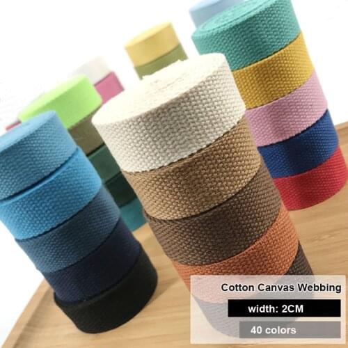 10Meters 2cm Width Cotton Canvas Belt Webbing Strap Tied Fabric Tape for Garment Bags Pet Rope Sewing DIY Strap Ribbon Decor
