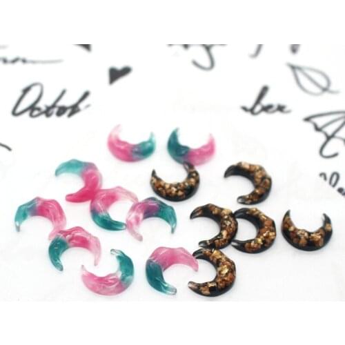 10pcs Jelly Color Irregular Small Moon Resin Flatback Cabochon Bead Phone Case Embellishment DIY Crafts Jewelry Mold Filler