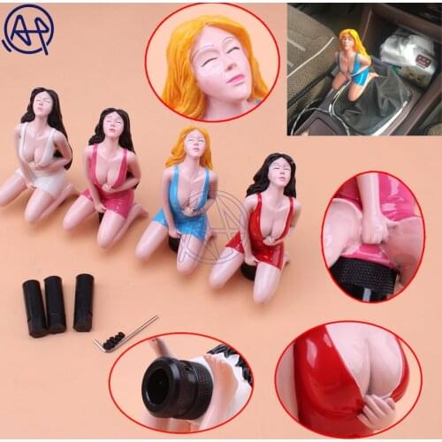1x Car Truck Sexy Lady Doll Woman Style Gear Knob Handle Gear Shift Knob Manual Shifter Shift Lever Knob Handbrake Cover 4colors
