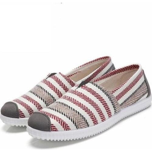 2020 Women Shoes Woman Flats Stripe Casual Sneakers Flat Shoes Slip On Espadrilles Canvas Shoes Women Sneakers Dropshipping