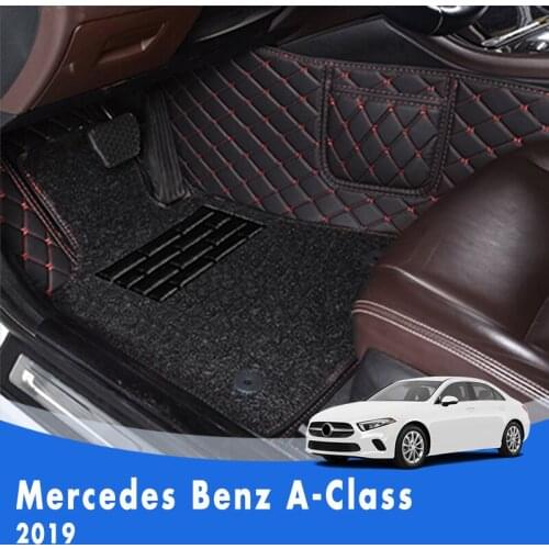Custom Car Floor Mats For Mercedes Benz A-Class 2019 Double Layer Wire Loop Car Accessories Front And Rear Carpets Decoration