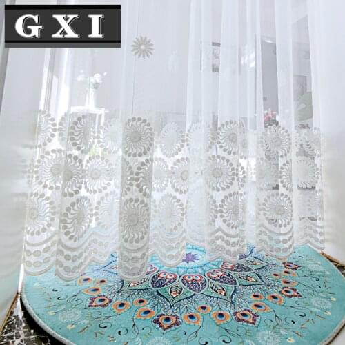 GXI White Sunflower Sheer Window Curtains for Living Room Bedroom Kitchen Tulle Drapes Door Blinds