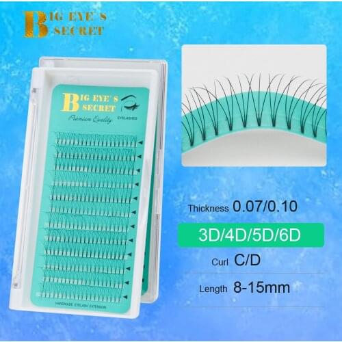 BES Eyes Secret Short Stem Mega Russian Premade Volume Fans Eyelashes Extension C Curl 0.07 Thickness Natural Long Eyelashes