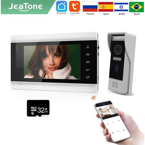 Jeatone Tuya smart phone7 ‘’ WIFI wireless video intercoms for home indoor Monitor Motion Detection Doorbell with camera Outdoor