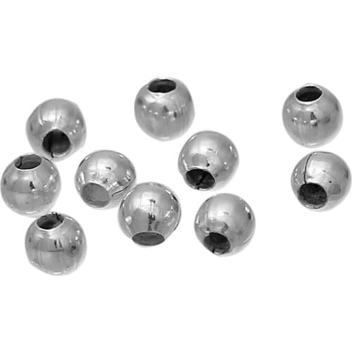 DoreenBeads 3000 PCs Silver Color Iron Smooth Round Spacers Metal Beads 2mm Dia. for Jewelry Making DIY Findings Accessrioes