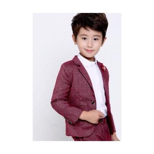 2019 Formal High quality autumn and winter boys blazer Gentlemens flowers casual suit wedding Boy suit coat pants 2 pcs