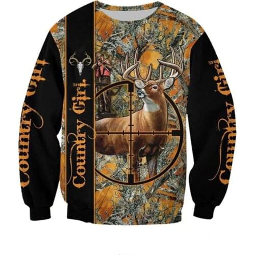 Animal deer Hunting Orange pattern 3D Printed Hoodies Harajuku Fashion Sweatshirt Unisex Casual Pullover Sudadera Hombre DW070