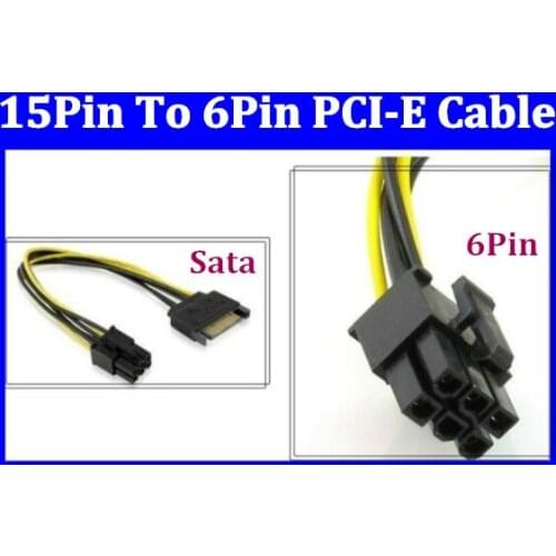 10pcs 15pin SATA Power To 6p PCI Express graphics Video Card Power socket Cable