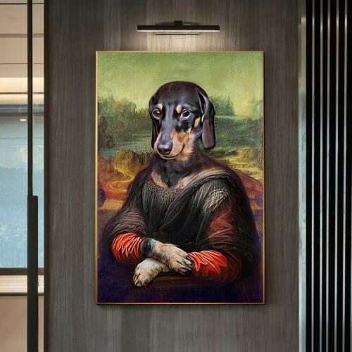 Funny Dog Canvas Picture Animal Wall Art Humor Paintings for Living Room Wall Decor Modern Interior Decoration Frameless