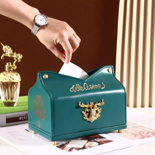 Classic Geometric Shape Living Room Office Decoration Resin Storage Tissue Box