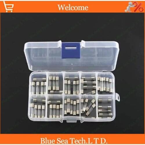 50pcs/set 1A-25A glass tube fuse Kit with transparent box,5*20mm fuses sets for car cigar lighter or Power socket