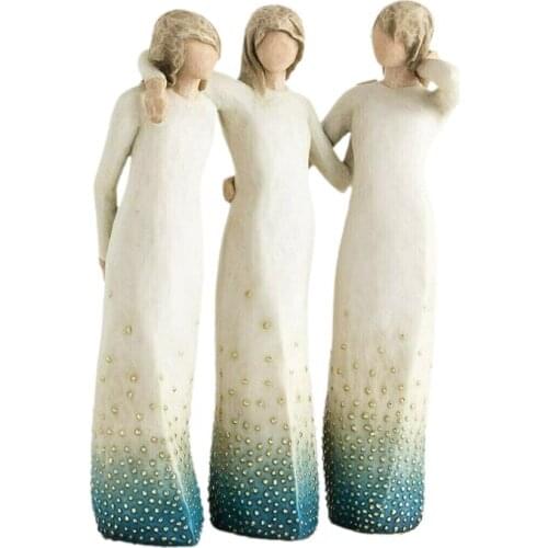 Creative Resin Three Sisters Sculpture Hand-Painted Crafts Desktop Ornament Gift For Friends Sisters Home Decoration Accessories