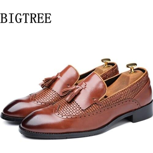 Brogue Shoes Men Classic Formal Shoes Men Elegant Coiffeur Office Shoes Mens Wedding Loafers Sepatu Slip On Pria Erkek Ayakkabi