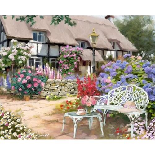 NO Frame European Hut garden DIY Painting By Numbers Colorful Picture Home Decor for Living Room Decoration Hand Unique Gifts