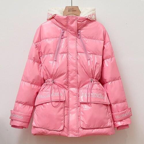 2021 Women Winter White Duck Down Warm Coat Parka Hooded Jacket Thick Slim Waist Women Coat Loose Outwear Casaco Feminino Parkas