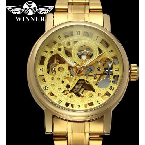 WINNER Classic Automatic Mechanical Women Wristwatch Clock Top Brand Luxury Stainless Steel Skeleton New Ladies Watch Gift 8005