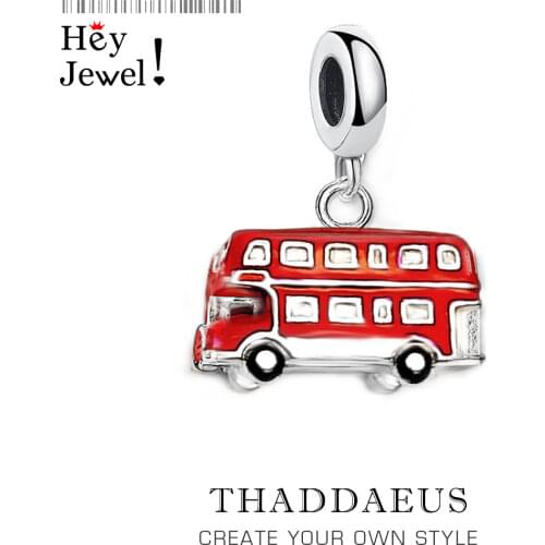Red London Bus Pendant Charm Lucky 2020 Summer Fashion Jewelry Trendy Pure Silver Sterling 925 Gift For Women Men Party Pendant