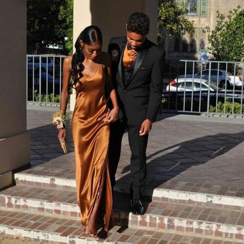 Latest Design Mens Suits for Wedding Groom Blazer Man Black Coat Pants Satin Lapel Costume Homme 3Piece Slim Fit Terno Masculino